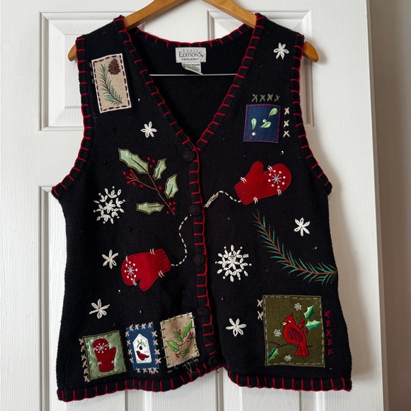 Basic Editions Jackets & Blazers - Vintage Basic Editions Holiday Christmas Sweater Vest Women's Medium 0508